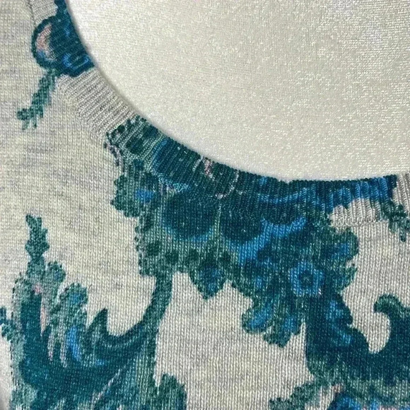 LOFT Floral Paisley Wool Blend Scoop Neck Sweater Size Medium - Picture 3 of 9